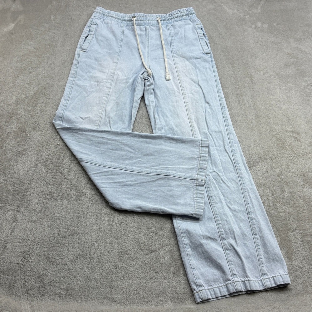 KanCan Wide Leg Denim Pants Women's 5/26 Light Wash Boho Coastal Grandma Denim